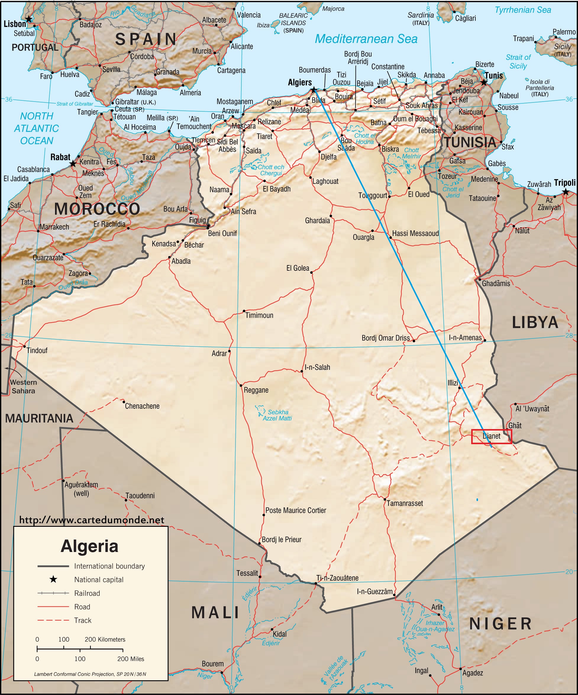 Mapa Alžira
